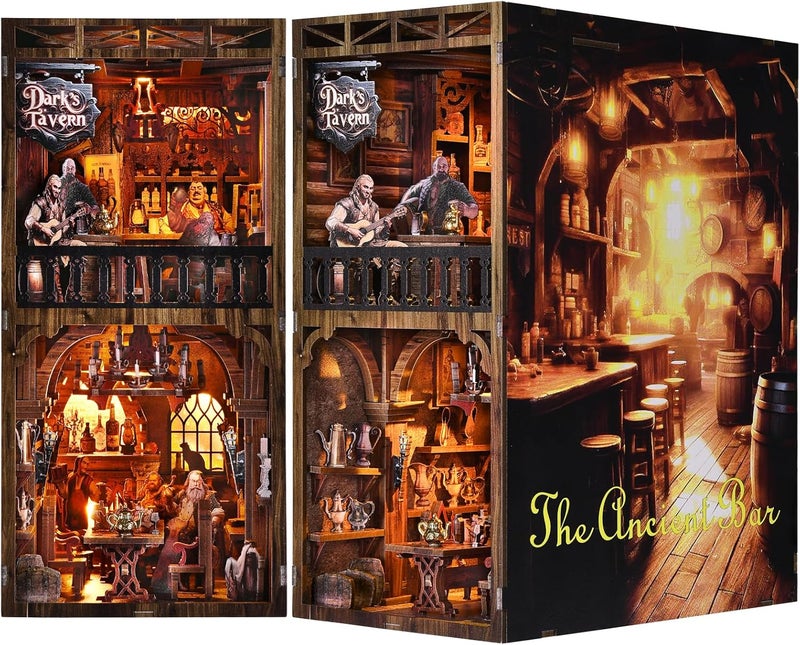 ETKVR Book Nook Kit, Book Nook Kits for Adults DIY Booknook Model Build, DIY 3D Wooden Puzzle Bookend Booknook Bookshelf Insert Miniature Dollhouse Kit for Home Decoration - Image 1